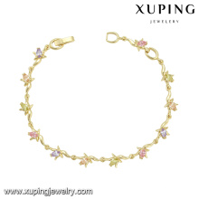 74906 Factory price hot sale lady jewelry fashion style simple design flower shape bracelet with color gemstone